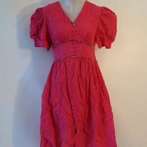 NWT Womens Regina Cielo/Rosa Hot Pink Crochet Dress W/Rhinestones S